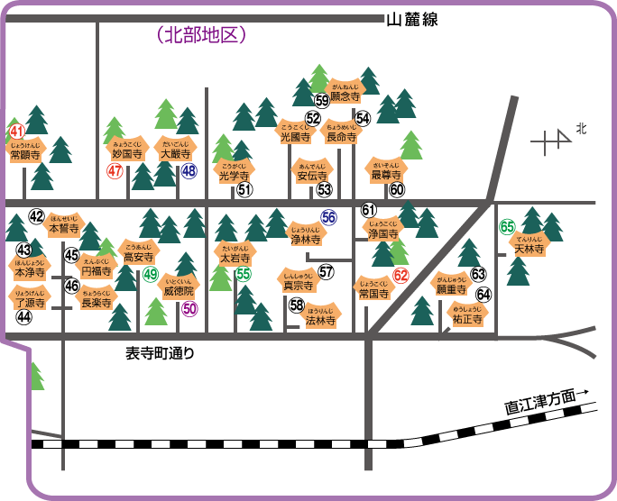 高田寺町 寺社めぐり 北部地区マップ
